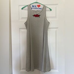 Natural Life Black & White Striped Flower Tank Dress, Size Medium